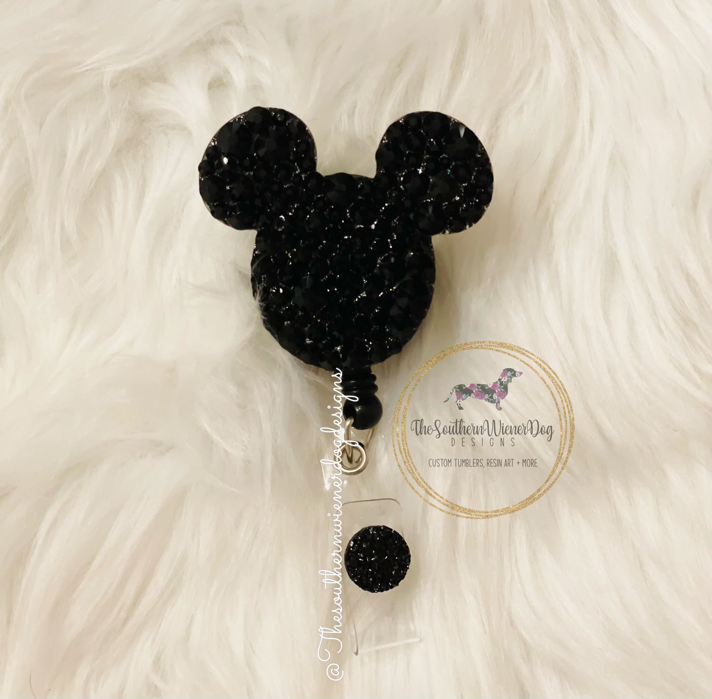 Rhinestone Mickey Head Badge Reel