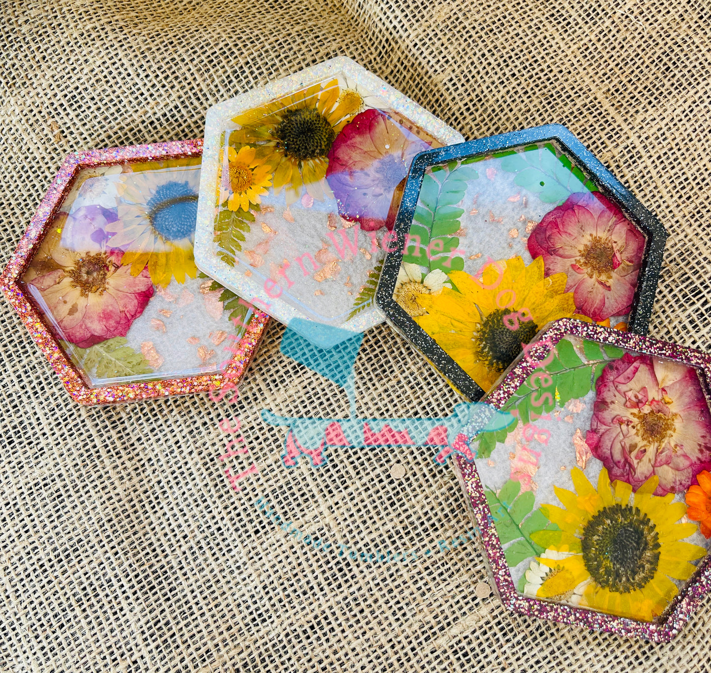 Pressed flower Coaster set