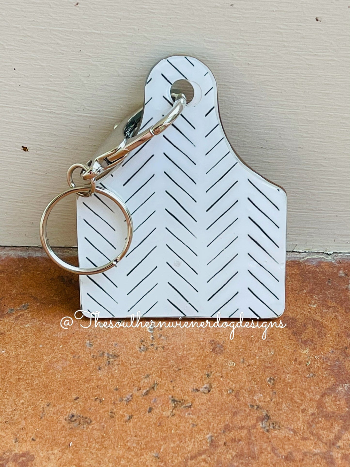 Personalized cow tag keychain