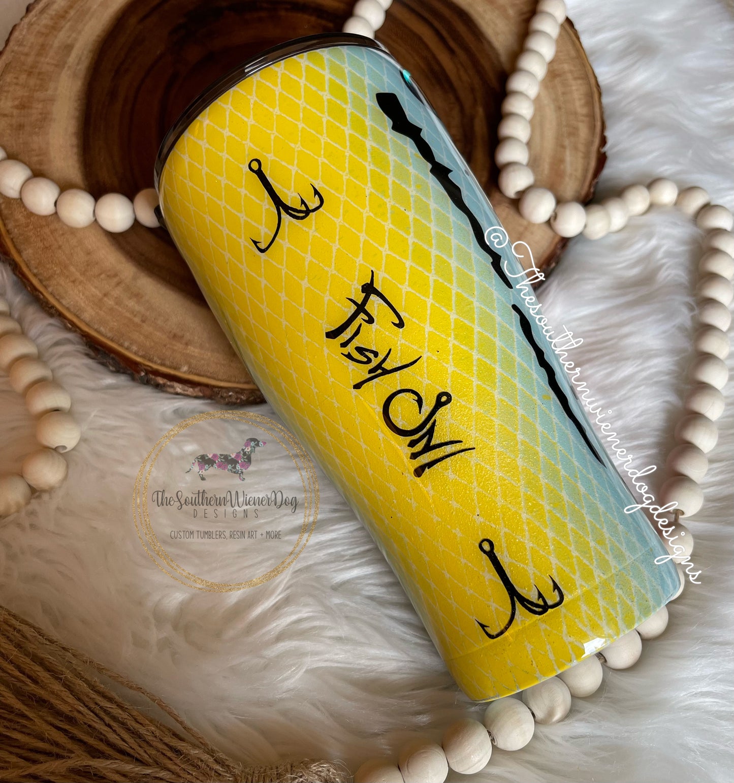 Custom fishing lure tumbler cup – Thesouthernwienerdogdesigns