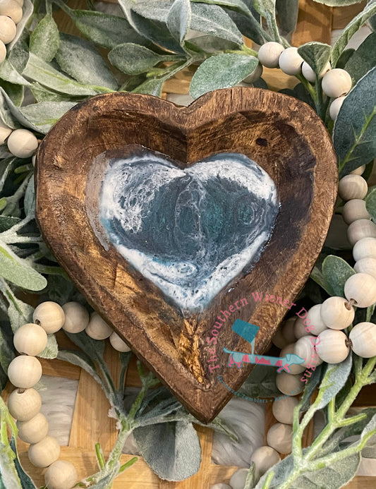 Wood and Ocean wave jewelry tray